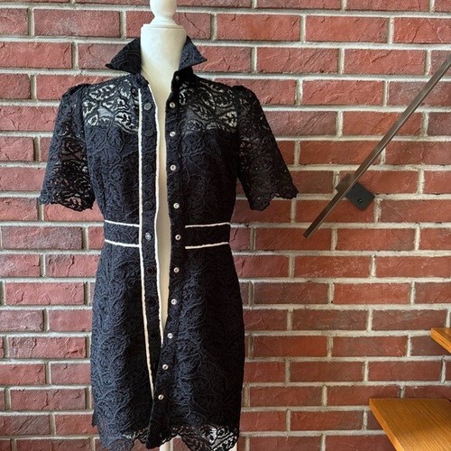 •NEW Sandro Paris Livy Black Lace Dress Size 36 NWT - Picture 4 of 16