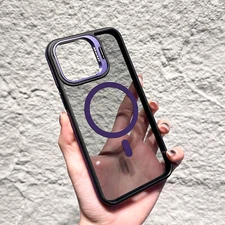 Clear Shockproof Mag Safe Magnetic Case Stand For iPhone 16 15 Pro Max 14 13 12