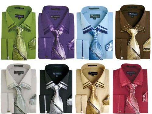 Men's fashion dress shirt 60% Cotton 40% Polyester Design Tie with Hanky  SG28 - Picture 1 of 5