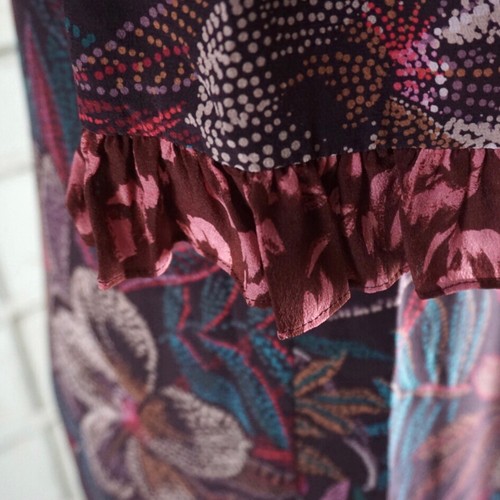 Johnny Was Alicante Silk Tunic Mini Ruffled Purple Tropical Dress S - Picture 3 of 7