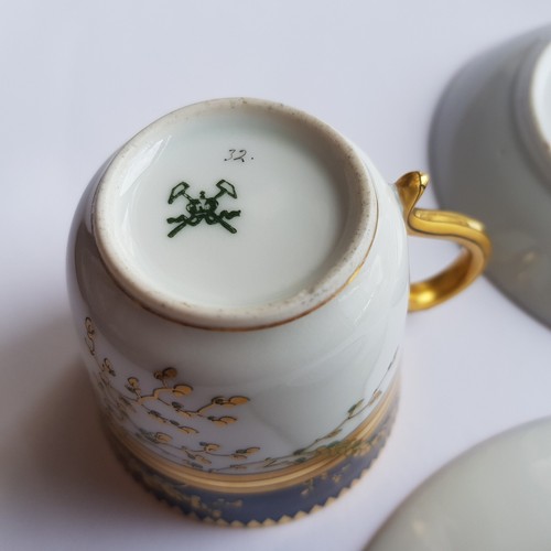 Antique Fischer & Mieg porcelain trio tea cup saucer 1890s Bohemia gilt cobalt - Picture 14 of 24