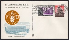 Republic, FDC Wing - 60 lire FAO Anniversary, 03/11/1955
