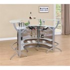 Pemberly Row Contemporary Metal 3-Piece Curved Bar Unit in Silver