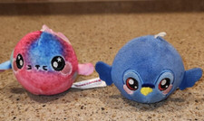 Squeezamals Bluebird, Tie Dye Seal, Pink Bear, Turtle  Lot of 4 W/O Clips