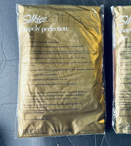 2 Pairs SILKIES QUEEN Nude HOSE Shapely TUMMY CONTROL VTG Stockings 110501 New - Picture 5 of 6
