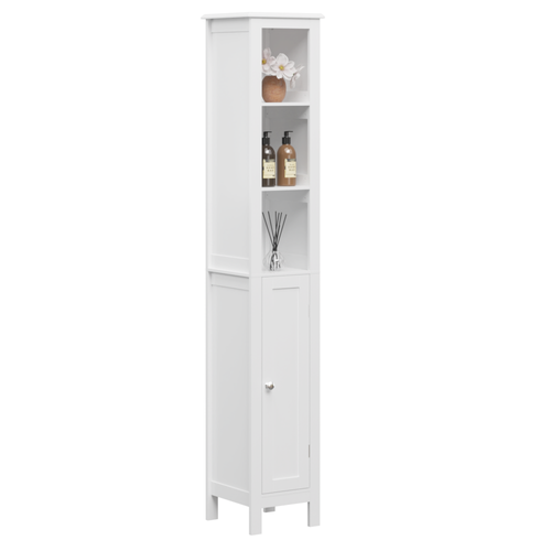 1 Doors Freestanding Narrow Tall Floor Storage Cabinet with Anti-Tip White - Picture 10 of 13