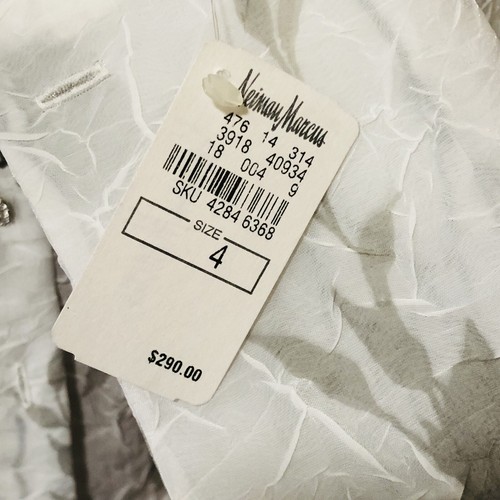 VTG Kay Unger Sheer Floral Shirt Gray White Size 4 Rhinestone Buttons Collared - Picture 11 of 12