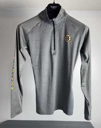 Boston Bruins Official NHL Product Quarter 1/4 Zip Gray Pullover Jacket Small
