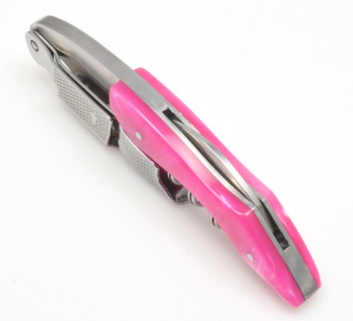 Pink Handle Professional Corkscrew Double Hinge Deluxe Waiters Wine Key - Picture 6 of 6