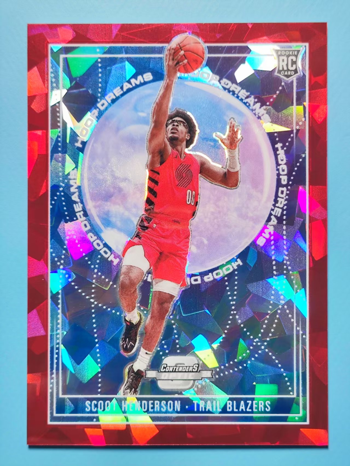 Scoot Henderson 2023-24 Panini Contenders Optic 095/175 Red Ice Hoop Dreams RC