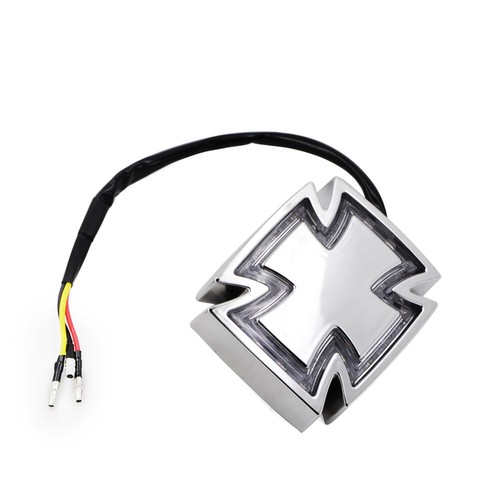 12V Universal Rear Light Cross LED Brake Lamp Stop Light For Chopper Bobber - Bild 9 von 9