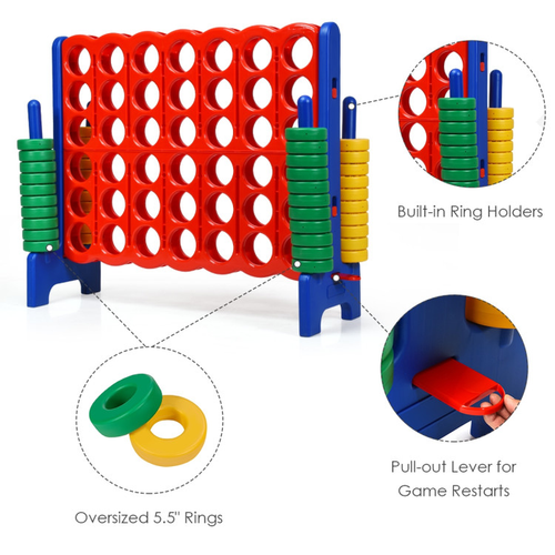 Jumbo 4-To-Score Giant Game Set with 42 Rings & Quick-Release Slider - Picture 11 of 12