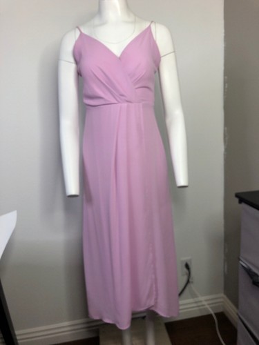 All In Favor Damen Midi Lavendel Kleid Gummibund Spaghettiträger XS 2225 - Bild 2 von 10