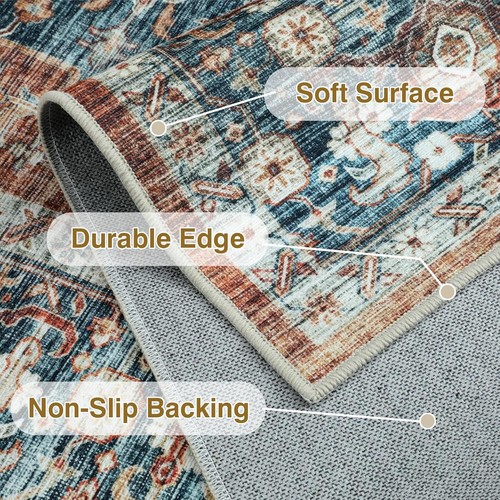 Traditional Medallion Area Rug Persien Style Oriental Carpet Non-Slip Runner Mat - Picture 9 of 79