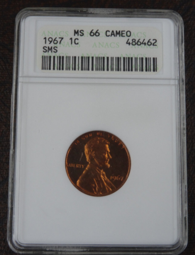 1967 Lincoln Memorial Cent SMS ANACS MS 66 Cameo 1C support boîte à savon penny - Photo 1 sur 4