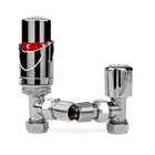 Thermostatic TRV Manual Radiator Valves Angled 15mm x 1/2" One Pair Chrome Rad