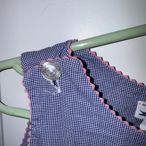 Silly Goose Top Short Girl 6 Blue Gingham Hand Smocked Watermelon Picnic Cotton - Picture 4 of 24