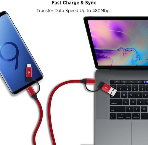 4-IN-1 USB-C CABLE FAST CHARGER POWER CORD WIRE for iPHONE iPAD PHONES TABLETS - Picture 6 of 7