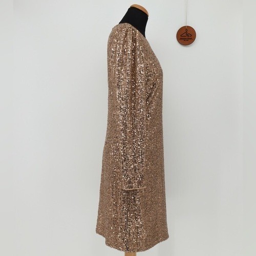 ELIZA J Gold Sequined Shift Dress NWT Size 10 $168 - Picture 3 of 8