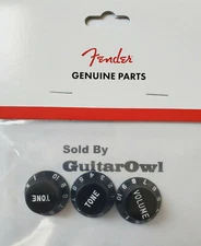 Fender Guitar Strat Black Control Knobs Volume Tone   0991365000 FREE SHIPPING