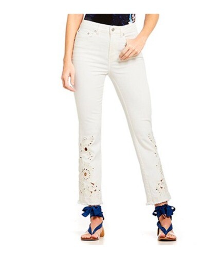 Free People High Rise Cutwork Cigarette Jeans Ivory 25 NWT 128 Free People High Rise Cutwork Cigarette Jeans Ivory 25 NWT 128