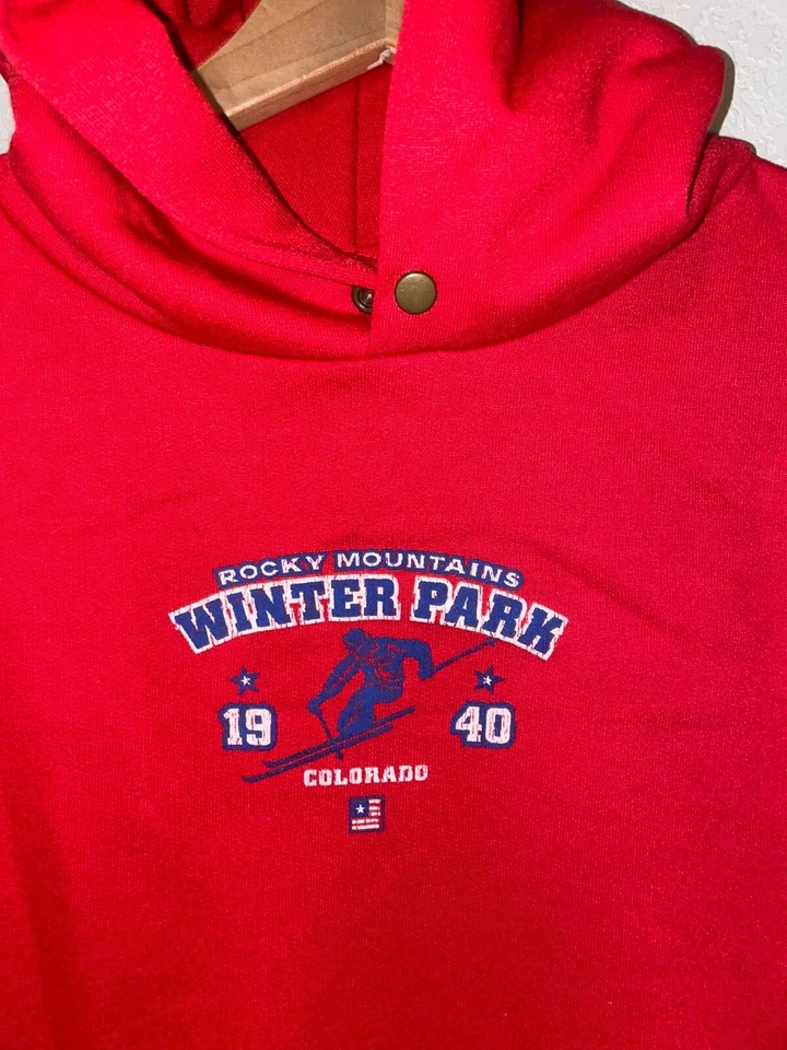 Sudadera con Capucha Chi Roja Colorado Parque de Invierno Montañas Rocosas Vintage Juvenil Años 90 Foto 2 de 4