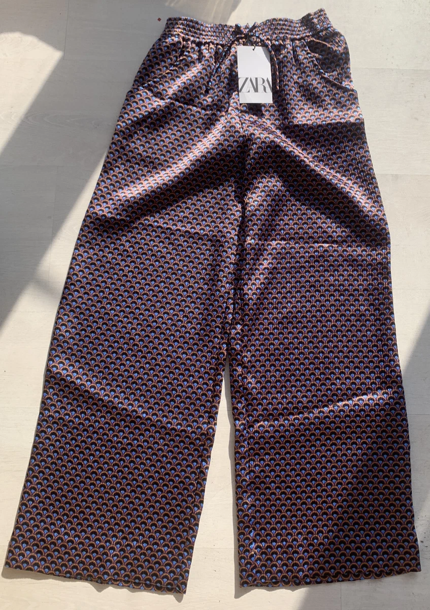 Zara Multi Geo Pattern Silky Wide leg girls trousers Age 12 BNWT