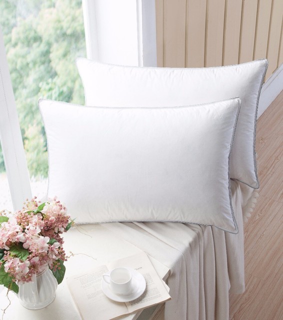White Goose Down Feather Pillows for Sleep (2Pack) 100 Cotton Queen