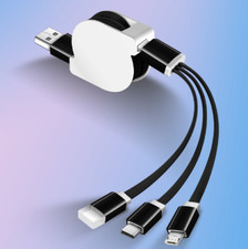 Universal USB 3 In 1 Cellphone Charging Cable Multi-port Retractable Data Cables