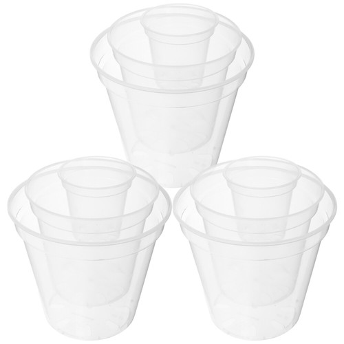 9 Pcs Transparent Flower Pot Set Greenhouse Pots Clear Plant with Drainage - Picture 7 of 12