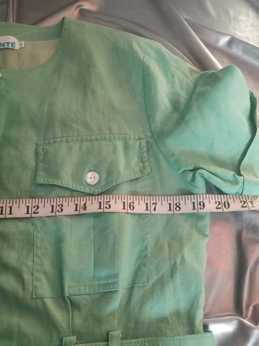 1980s Vintage Linen Dress Green Size 10 - Picture 11 of 13