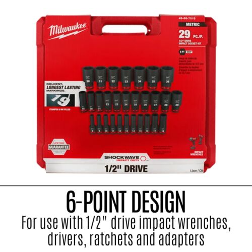 Milwaukee Shockwave 1/2" Drive 29 Piece Metric Ratchet Impact Socket Tool Set AU - Picture 6 of 12