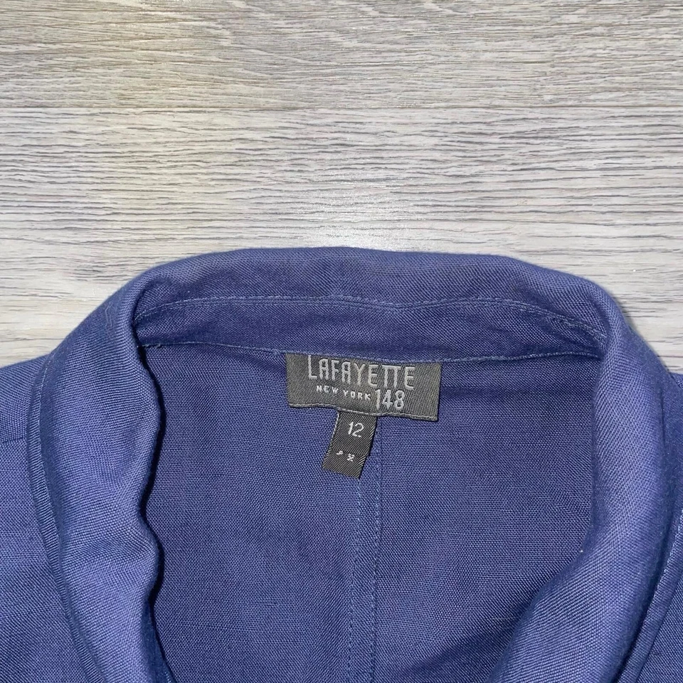 Blazer de lino Lafayette 148 para mujer 12 chaqueta abrigo manga larga botón delantero preppy Foto 4 de 4