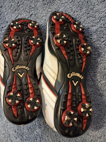 Callaway Golf Shoes,White/Black/Red,Size 8.5,Lace up,Sports,Fair Condition - Picture 8 of 9