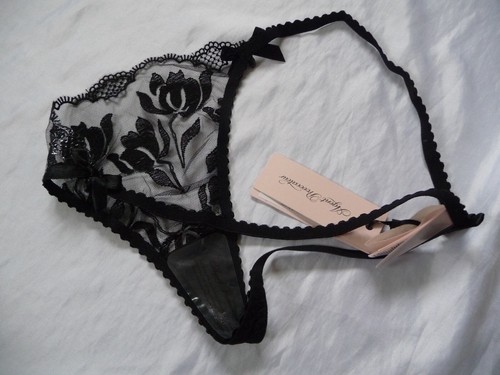 12, Agent Provocateur Sparkle G-string, sheer mesh, black, AP size 4, NEW - Picture 4 of 12