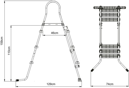 Poolleiter 109cm Leiter Sicherheitsleiter Pool Einstieg Swimming Schwimmbad grau - Bild 3 von 7