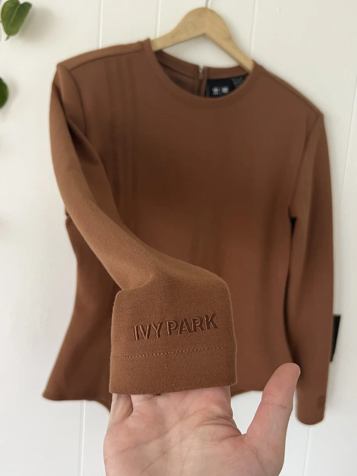 Adidas Ivy Park 3 Rayas Manga Larga Marrón Body Beyoncé Icy Park Talla 1X Foto 2 de 4
