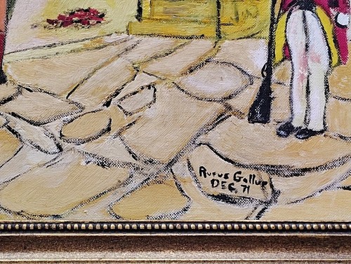 Pintura al óleo original de la escena colonial de Filadelfia - Imagen 5 de 10