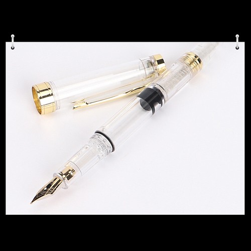 Student Piston Fill Fountain Pen Clear Signature Straight Liquid Rotary Dip Pen - Foto 10 di 12