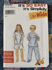 1998 Simplicity Pattern 8490 Size A 3-8  Pajamas Short Long UNCUT