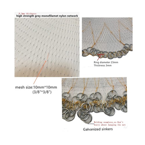 Korea Salzwasser Angeln Wurfnetz für Köderfalle Fische 6ft/10ft Radius Casting N... - Bild 6 von 9