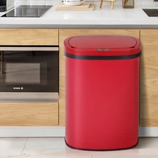 13 Gallon Trash Can Stainless Steel Automatic Garbage Can No Touch Motion Sensor