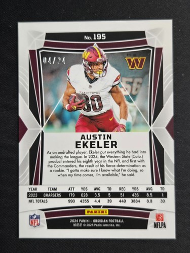2024 Panini Obsidian - Austin Ekeler International Orange Mosaic /24 SSP - Imagen 2 de 2