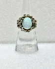 Vintage Sterling Silver & Genuine Rich Color OPAL Brutalist Sz6 Ring 9.62