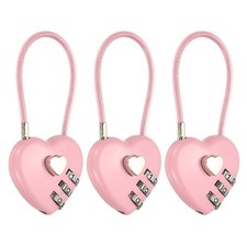 3 Pcs 3 Digit Cable Lock with Combination 4.3" Steel Rope Pink