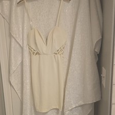Fashion Nova Off White Solid Sweetheart Mini Bodycon Padded Zip Dress XL