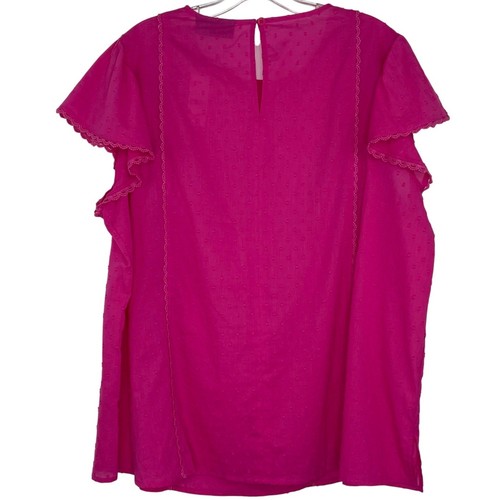 Lane Bryant Pink Swiss Dot blouse lace trim cap sleeves women's size 16 NWT - Picture 6 of 12