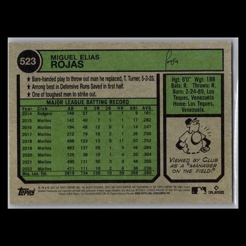 2023 Topps Heritage High Number - #523 Miguel Rojas - Los Angeles Dodgers - Bild 2 von 2