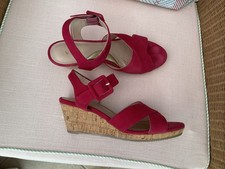 Van Dal ‘Pearl’ Cerise Pink Suede Cork Wedge Sandals- VGC- UK6D