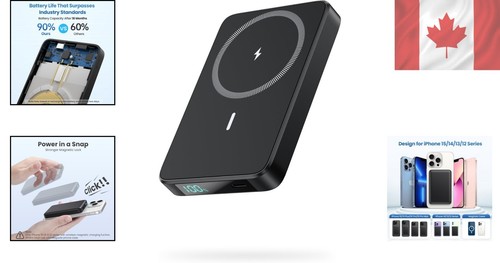 Chargeur sans fil magnétique adapté aux voyages 10800mAh pour iPhone série 12-16 - Photo 2 sur 9